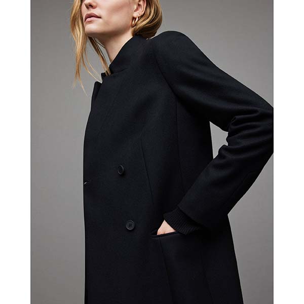 Allsaints Australia Womens Sidney Recycled Wool-Cashmere Blend Coats Black AU34-975